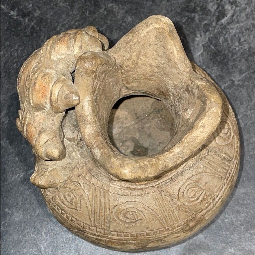 Vintage Pre-Columbian Style Mesoamerican Ceramic Effigy Vessel Incense Burner - Picture 2 of 16
